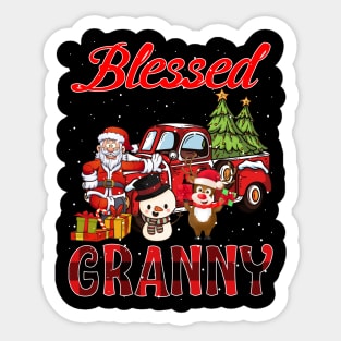 Blessed Granny Red Plaid Christmas Sticker